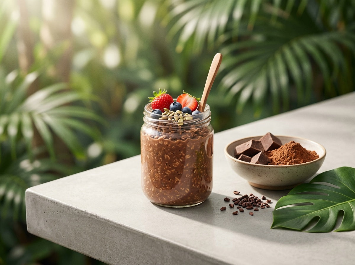 Sugar-Free Cacao Overnight Oats (Creamy, Plant-Based, No Added Sugar)