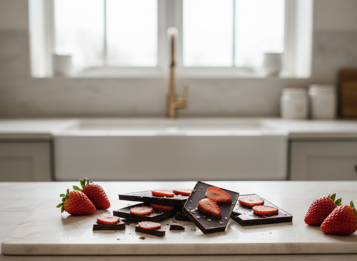 Sugar-Free Cacao Strawberry Bark (Made With Purity 100% Cacao Bar)