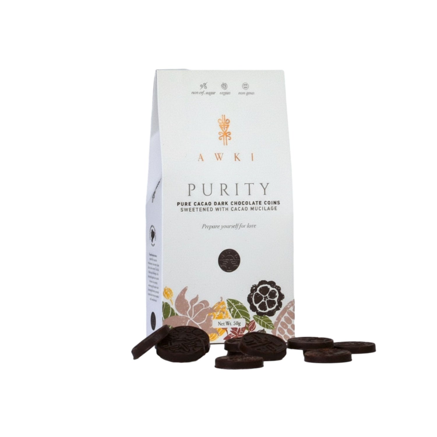 PURITY CHOCOLATE COINS 100% CACAO 50GR