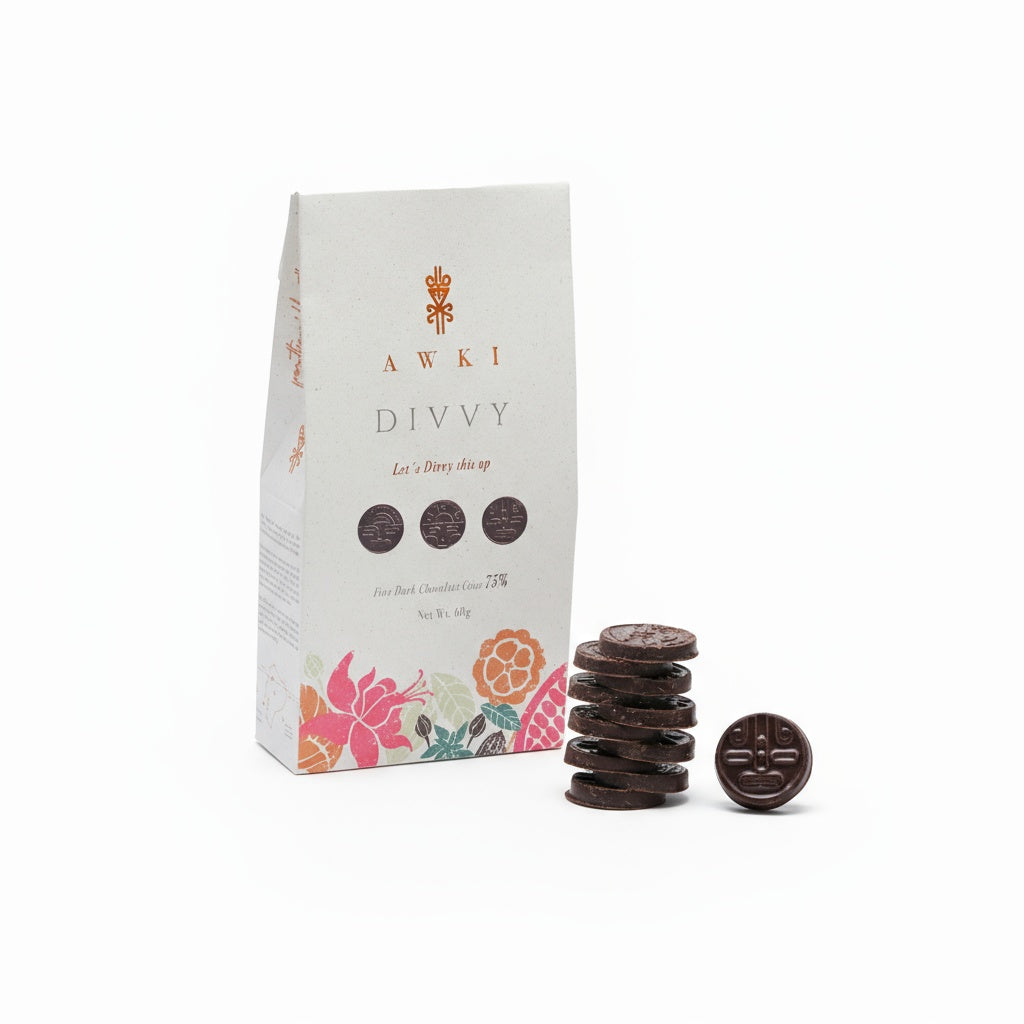 DIVVY 75% CACAO DARK CHOCOLATE COINS | 24-Pack (60g Each)