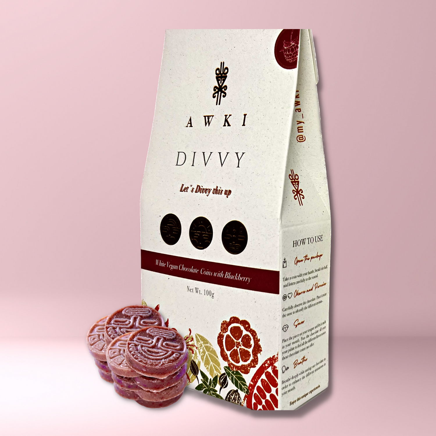 DIVVY White Vegan Chocolate Coins with Blackberry (3 packs)
