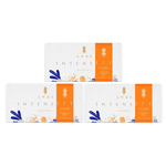 Three-pack of AWKI Intensity chocolate bars with vibrant orange accents, inspired by ancestral wisdom and Ecuadorian cacao.