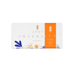 Front view of AWKI Intensity 75% dark chocolate bar with orange label and ancestral wisdom design.